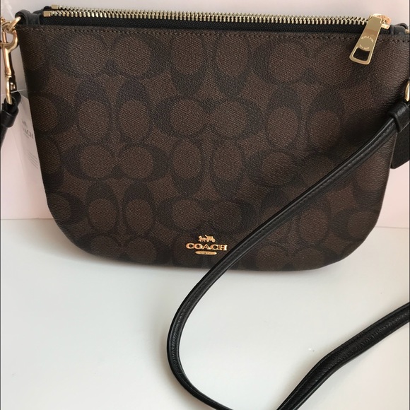 Coach Handbags - Coach Double Crossbody  Bag Black Brown